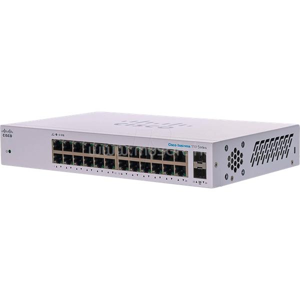 CISCO Switch 24x1000Mbps + 2x1000Mbps SFP, Fémházas, Rackes - CBS110-24T-EU