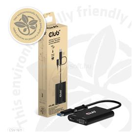 CLUB 3D Átalakító - CSV-1611(USB-C (USB-A Adapterrel) to Dual HDMI (4K/30Hz) / VGA (1080/60Hz)) CSV-1611 small
