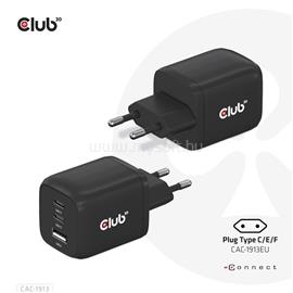 CLUB 3D Hálózati töltő - CAC-1913EU (65W GAN technol. Triple port 2xUSB-C 1xUSB-A PD 3.0) CAC-1913EU small