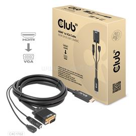 CLUB 3D Kábel - CAC-1712 (HDMI to VGA, M/M, 2m, 28AWG, 1080p, 3.5mm jack, Micro USB táplálás) CAC-1712 small