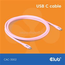CLUB 3D Kábel - CAC-3002 (USB-C, PD 240W, 20Gbps, 4K60Hz, rózsaszín, M/M, 2m) CAC-3002 small