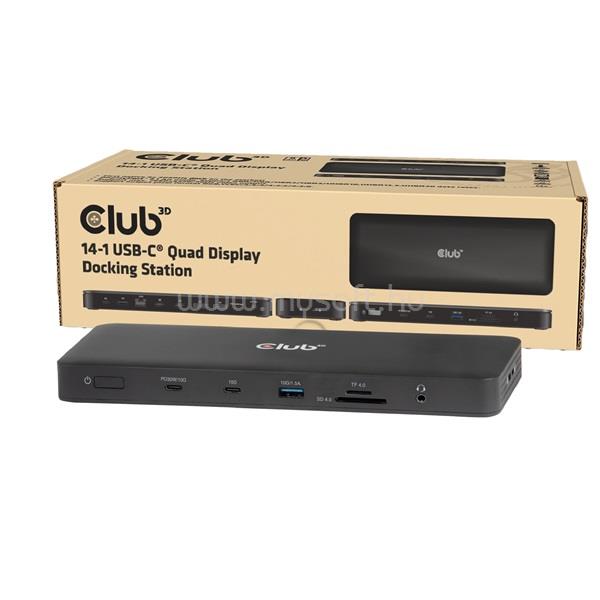 CLUB 3D Notebook Dokkoló - CSV-2540 (USB-C to 2xUSB-C, 2xUSB-A, 2xHDMI, 2xDP, RJ45, SD/MicroSD, 100W PD, 4K60hz)