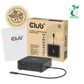 CLUB 3D Notebook Dokkoló - CSV-2542 (USB-C to 2x Displayport 8K60Hz + 2x HDMIT 4K60Hz PD3.0 100Watt Ethernet 2.5G) CSV-2542 small