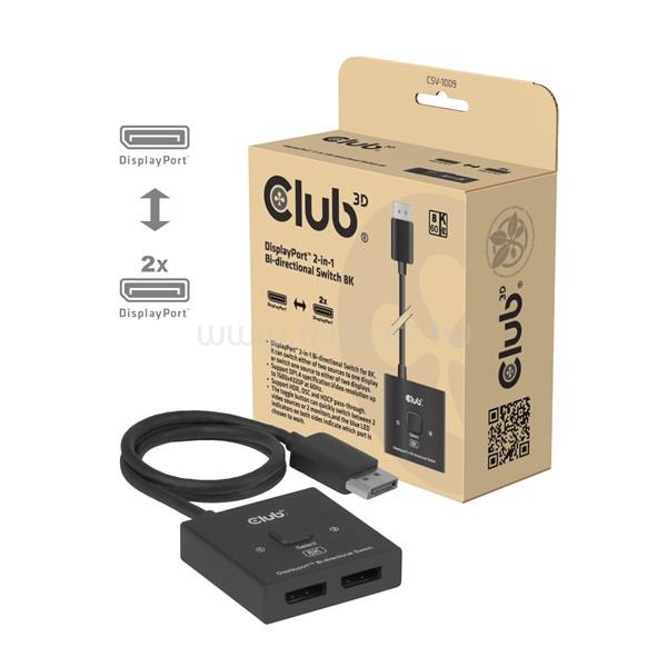 CLUB 3D Switch - CSV-1009 (DisplayPort 1.4 to 2x DisplayPort, 8K60Hz)