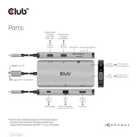 CLUB 3D USB Hub - CSV-1594 (3.1 USB-C Gen 1 to HDMI, 2xUSB-A Gen 1, USB-C Gen 1, VGA, SD, Micro SD 3.0, RJ45, 3,5 Jack) CSV-1594 small