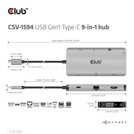 CLUB 3D USB Hub - CSV-1594 (3.1 USB-C Gen 1 to HDMI, 2xUSB-A Gen 1, USB-C Gen 1, VGA, SD, Micro SD 3.0, RJ45, 3,5 Jack) CSV-1594 small