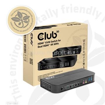 CLUB3D HDMI KVM kapcsoló két HDMI 4K 60Hz-hez