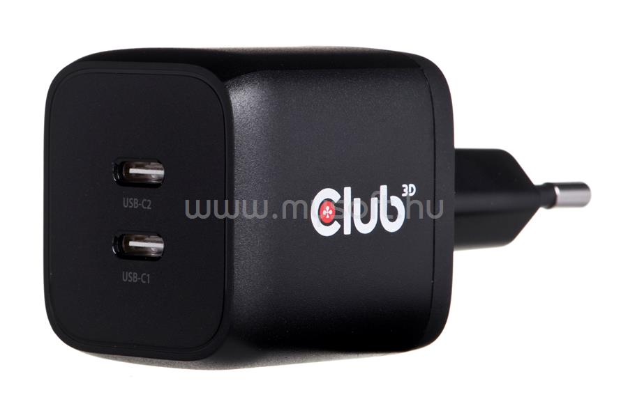 CLUB3D PPS 45W GAN technology, Dual port USB Type-C, Power Delivery(PD) 3.0 Support - Hálózati töltő
