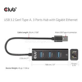 CLUB3D USB 3.2 Gen1 Type-A, 3 Ports Hub with Gigabit Ethernet CSV-1430A small