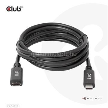 CLUB3D USB Gen1 Type-C Extension Cable 5Gbps 60W(20V/3A) 4K60Hz M/F 2m/6.56ft