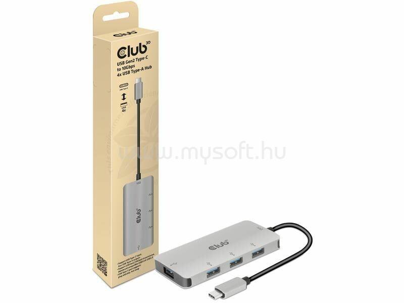 CLUB3D USB Gen2 Type-C - 10 Gbps sebességű 4 db USB Type-A adapter USB hub