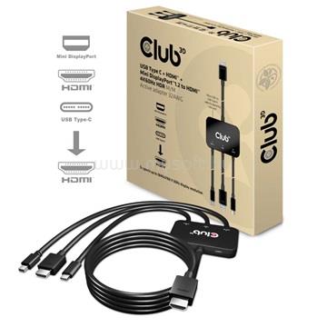 CLUB3D USB Type C + HDMI + MiniDisplayPort 1.2 to HDMI 4K60Hz Active Adapter