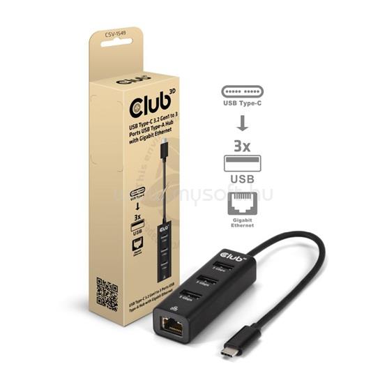 CLUB3D USB USB Type-C 3.2 Gen1 to 3 Ports USB Type-A with Gigabit Ethernet