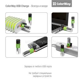 COLORWAY AA elem, CW-UB18650-03 Rechargeable Battery 18650 USB 1200 mAh 3.7V (2pcs.) CW-UB18650-03 small