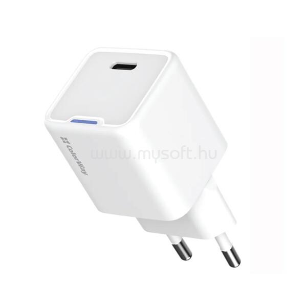 COLORWAY AC töltő adapter, CW-CHS059PD-WT, GaN Mini 20W PD Port PPS USB-C