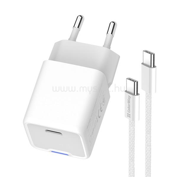 COLORWAY AC töltő GaN Mini CW-CHS052PDC-WT 25W PD port PPS USB-C fehér kábel Type-C CW-CHS052PDC-WT large