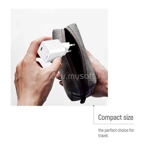 COLORWAY AC töltő GaN Mini CW-CHS052PDC-WT 25W PD port PPS USB-C fehér kábel Type-C