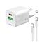 COLORWAY AC töltő GaN Mini CW-CHS053PDC-WT 30W PD port PPS USB (Type-C PD + USB QC4.0) kábel Type-C CW-CHS053PDC-WT small