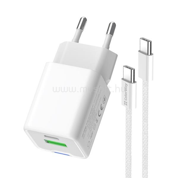 COLORWAY AC töltő GaN Mini CW-CHS053PDC-WT 30W PD port PPS USB (Type-C PD + USB QC4.0) kábel Type-C CW-CHS053PDC-WT large