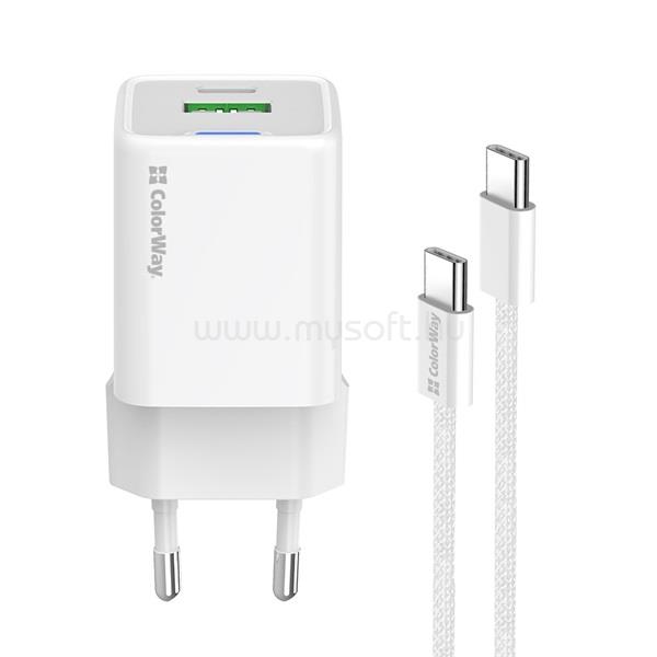 COLORWAY AC töltő GaN Mini CW-CHS053PDC-WT 30W PD port PPS USB (Type-C PD + USB QC4.0) kábel Type-C CW-CHS053PDC-WT large