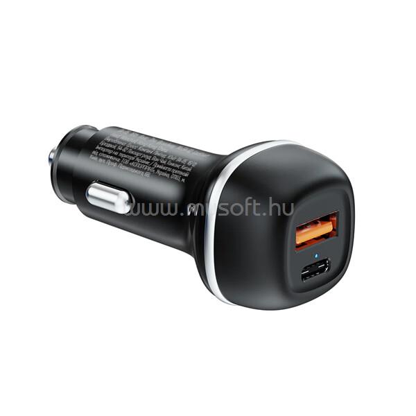 COLORWAY Autós töltő, CW-CHA067PD-BK, 2xUSB (Type-C PD45W + USB QC3.0 18W) (63W), fekete CW-CHA067PD-BK large