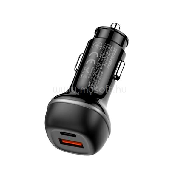 COLORWAY Autós töltő, CW-CHA067PD-BK, 2xUSB (Type-C PD45W + USB QC3.0 18W) (63W), fekete CW-CHA067PD-BK large