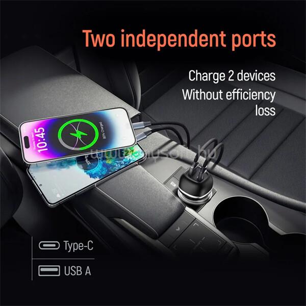 COLORWAY Autós töltő, CW-CHA067PD-BK, 2xUSB (Type-C PD45W + USB QC3.0 18W) (63W), fekete CW-CHA067PD-BK large