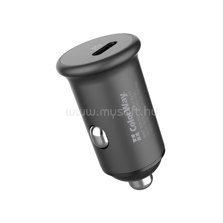 COLORWAY CW-CHA028PD-GR autós töltő 1USB (Power Delivery Port USB Type-C (20W) szürke
