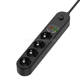 COLORWAY CW-CHE44PDB hálózati elosztó 4 tápcsatlakozó/4USB (C típusú PD20W + 3USB QC3.0) (45W) Fekete 2M CW-CHE44PDB small