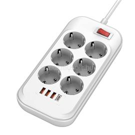 COLORWAY CW-CHE64PDW hálózati elosztó, 6 tápcsatlakozó/4USB (C típusú PD20W + 3USB QC3.0) (38W) Fehér 2M CW-CHE64PDW small