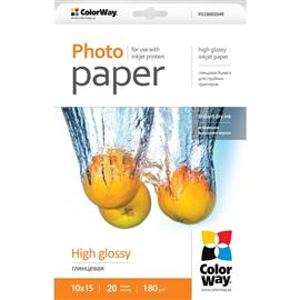 COLORWAY Fotópapír, magasfényű (high glossy), 180 g/m2, 10x15, 20 lap PG1800204R small