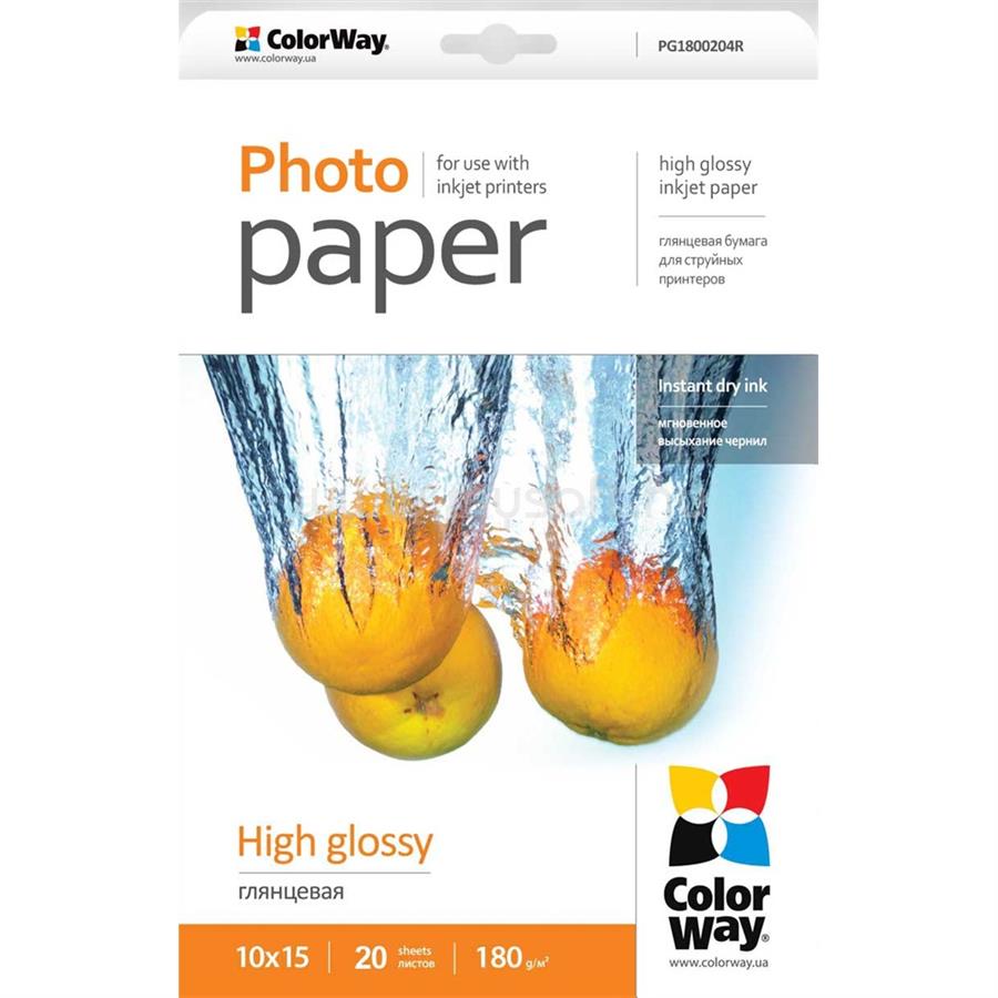 COLORWAY Fotópapír, magasfényű (high glossy), 180 g/m2, 10x15, 20 lap
