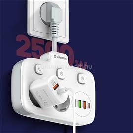 COLORWAY CW-CHE24PDW hálózati elosztó 2 dugalj, 3xUSB-A, 1xUSB-C 2m (fekete) CW-CHE24PDW small