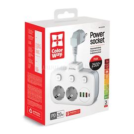 COLORWAY CW-CHE24PDW hálózati elosztó 2 dugalj, 3xUSB-A, 1xUSB-C 2m (fekete) CW-CHE24PDW small