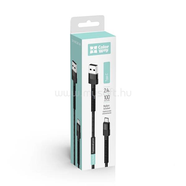 COLORWAY Kábel, Type-C (nylon - long head) 2.4A 1m black (CW-CBUC063-BK) CW-CBUC063-BK large