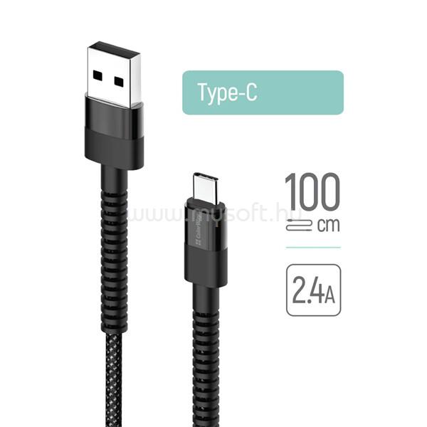 COLORWAY Kábel, Type-C (nylon - long head) 2.4A 1m black (CW-CBUC063-BK) CW-CBUC063-BK large