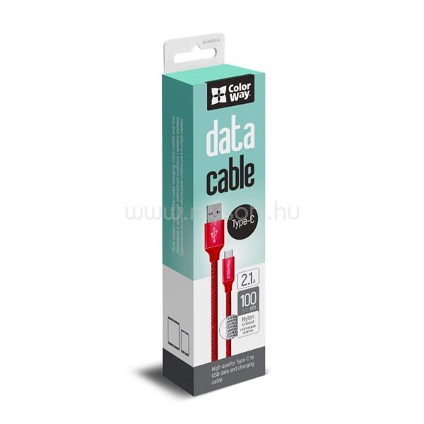 COLORWAY Kábel USB - Type-C 2,1 A, 1 m, piros (CW-CBUC003-RD)