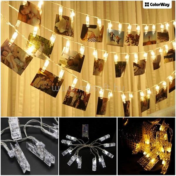 COLORWAY LED füzér fotócsipeszes fényképtartó fényfüzér 20 LED / 3M (CW-LCP-20L30B)