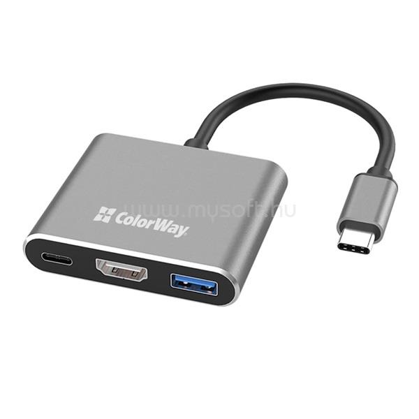 COLORWAY USB hub (dokkolóállomás) USB-C 3 az 1-ben Type C PD 100W/USB3.0/HDMI 4K (CW-HUB08) CW-HUB08 large