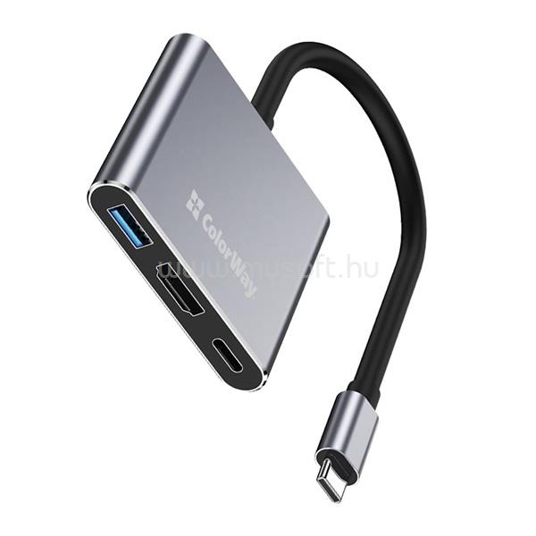 COLORWAY USB hub (dokkolóállomás) USB-C 3 az 1-ben Type C PD 100W/USB3.0/HDMI 4K (CW-HUB08)