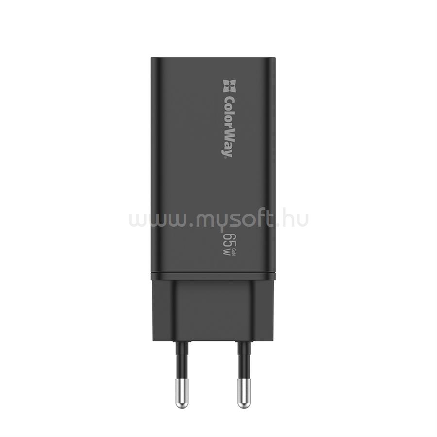 COLORWAY USB töltő adapter, GaN3 Pro Power Delivery (USB-A + 2 USB TYPE-C) (65W) fekete (CW-CHS039PD-BK) CW-CHS039PD-BK large