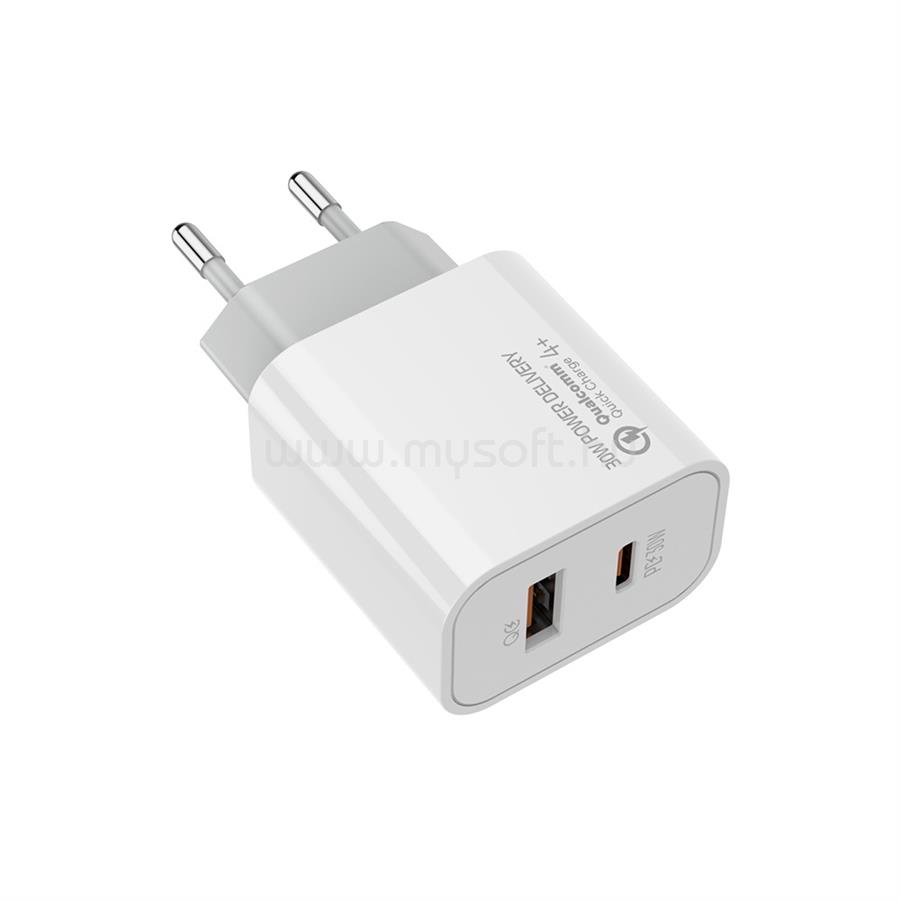 COLORWAY USB töltő adapter, Power Delivery Port PPS USB (Type-C PD + USB QC3.0) (30W) white (CW-CHS037PD-WT) CW-CHS037PD-WT large