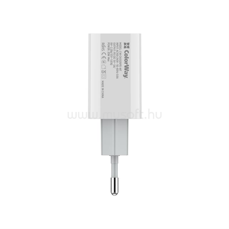 COLORWAY USB töltő adapter, Power Delivery Port USB Type-C 20W V2 fekete (CW-CHS026PD-BK) CW-CHS026PD-BK large