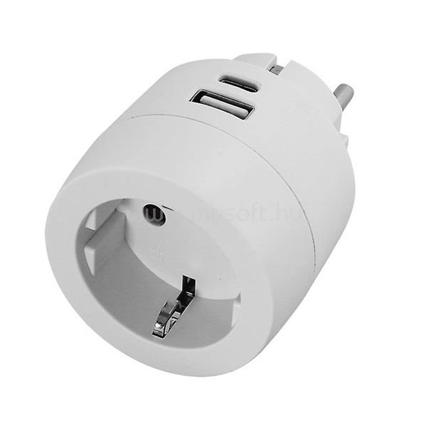 COMMEL 240801 A+C 3.4A 17W fehér földelt csatlakozó aljzat USB töltővel