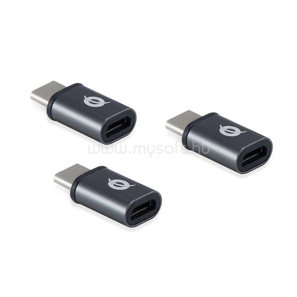 CONCEPTRONIC átalakító - DONN05G 3-Pack (3db USB-C to MicroUSB, fekete)