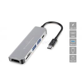 CONCEPTRONIC Notebook Dokkoló - DONN02G (Bemenet: USB-C, Kimenet: HDMI+USB-C PD:60W+USB-A+SD/TF, szürke) DONN02G small
