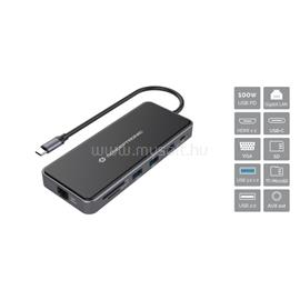 CONCEPTRONIC Notebook Dokkoló - DONN15G (Bemenet: USB-C, Kimenet: 2xHDMI+VGA+USB-C PD:100W+3xUSB-A+RJ-45+SD/TF+AUX) DONN15G small