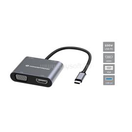 CONCEPTRONIC Notebook Dokkoló - DONN16G (Bemenet: USB-C, Kimenet: HDMI+VGA+USB-A PD:100W, ezüst) DONN16G small