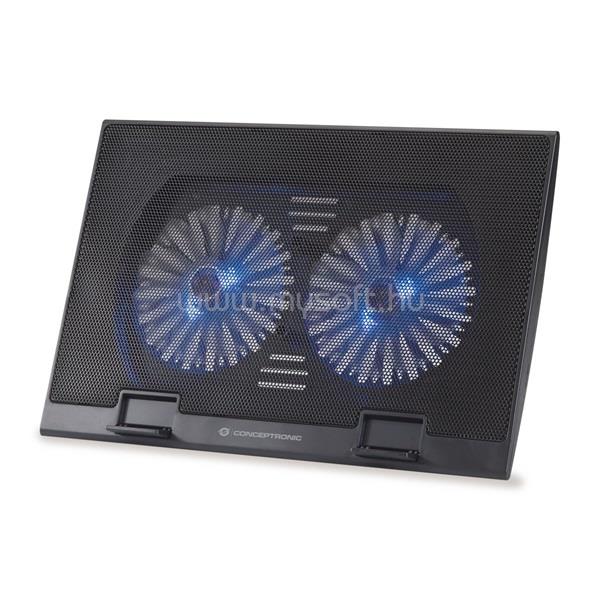 CONCEPTRONIC Notebook Hűtőpad 17"-ig - THANA02B (USB, 2x12,5cm, állítható magasság, csúszásmentes, fekete)