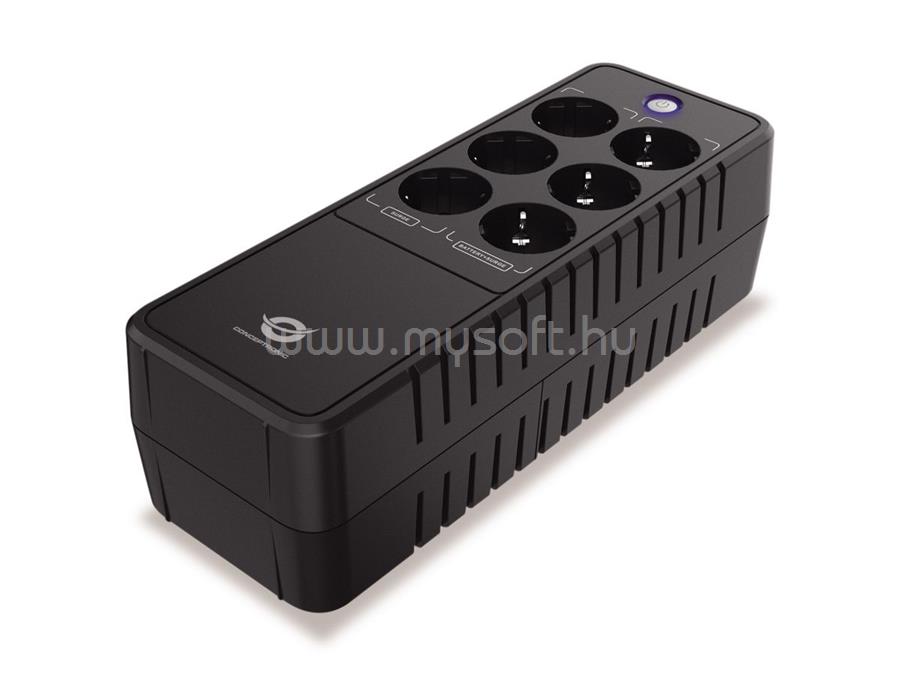 CONCEPTRONIC Szünetmentes Elosztósor  650VA - ZEUS05E (6x Schuko, Off line, RJ45 vonalvédelemm, fekete)